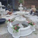 White Sandstone Fountain, Shape : Round for Garden Decor