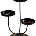 3 Arm Black Metal Candle Stand for Decorative Purpose
