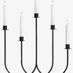 5 Arm Black Metal Candle Holder for Decorative Purpose