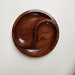 8 Inch Round Wooden Partition Plate, For Hotel, Color : Brown