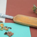 Printed Aquastic Wooden Spoon, Color : White Blue