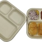 Creamy Square Plain Bagasse Meal Plates, For Serving Food, Size : Standard