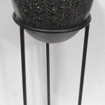 Black Round Iron Outdoor Planter with Stand