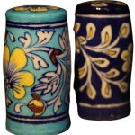 Blue Pottery Ceramic Salt And Pepper Shakers
