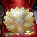 Embroidered Brass Bowls, Shape : Round, Packaging Type : Golden