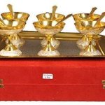 Polished Brass Ice Cream Cups, Color : Golden