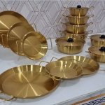 Polished Brass Kitchen Utensils, Color : Golden