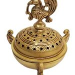 Golden Brass Peacock Dhoop Dani, For Worship Use, Feature : Easy To Clean, Rust Proof