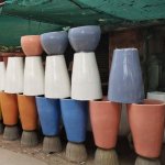 Round Polished Cement Flower Pots, For Plantation, Style : Modern