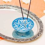 Polished Printed Ceramic Agarbatti Stands, Shape : Round
