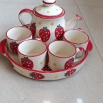 Ceramic Tea Kettle Set, Shape : Round, Square for Home Decor