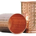 Cylindrical Hammered Copper Glass, Color : Golden