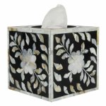 Rectangular Floral Bone Inlay Tissue Box