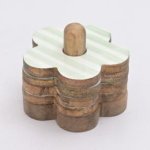 Flowler Lime Line Wooden Coaster With Holder, For Tableware, Size : 11X11X9cm