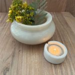 Polished Marble Candle Stand, Pattern : Natural