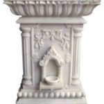 Polished Carved White Marble Tulsi Pot, Shape : Rectangular for Garden