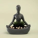 Marble Yoga Lady Planter, Color : Black, Brand Name : Peach