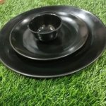 Melamine Matt Black Dinner Plate Bowl Set