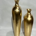 Polished Metal Flower Vase Set of 2, Shape : Bottle Shaped