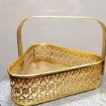 Iron Metal Pooja Basket, Shape : Triangle for Used to Keep Flowers