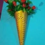 Golden Metal Wall Hanging Flower Vase, For Decoration, Packaging Type : Thermocol Box