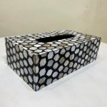 Premium Handcrafted Mother of Pearl Inlay Tissue Box - Hexagonal Pattern