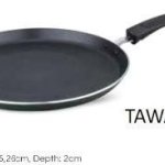 Hozon Plain Aluminium Non Stick Tawa, Color : Black Standard
