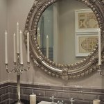 99.9 Silver Ornate Mirror Candelabra Vanity Set, Color : White Sink
