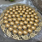 Brass Polished Peacock Round 56 Bhog Thali, Color : Golden