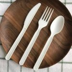 Plain Pla Cornstarch Disposable Cutlery, Color : Cream for Single-use