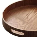 Matt Finish Round Wooden Serving Tray, Design : Simple Elegant