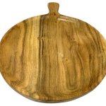 Rustic Round Wooden Platter, Color : Brown 32x25.5x2.5cm