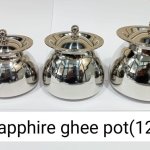 Vivs Steel Polished Sapphire Ghee Pot (123), Shape : Round