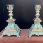 Polished Zinc Alloy Silver Plated Enamel Candle Holder