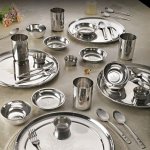Plain Stainless Steel Dinner Set, Color : Silver