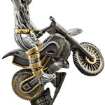 Resin Stunt Rider Style Silver Motorcycle Sculpture
