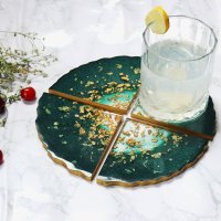 Traingle Teal Green Resin Coaster Set (Pack Of 4)