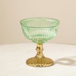 Metalic Unity Glass Bowl With Golden Stand, Style : Modern