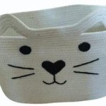 Rectangular White Cotton Rope Fruit Basket, Technics : Machine Made