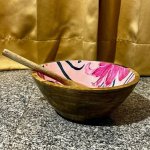 Printed Polished Wooden Epoxy Deep Bowl, Color : Multi Color